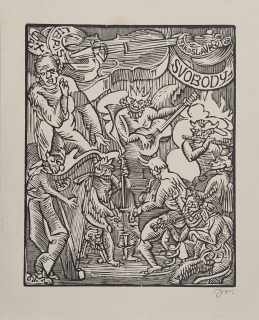 Váchal Josef – Ex libris Jaroslava Svobody, původní dřevoryt, nedatováno