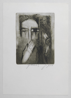 Jíra Josef – Muž s houslemi, původní suchá jehla, 2001