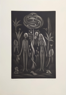 Hísek Jan – Genesis IV, původní mezzotinta, autorský tisk, 2010