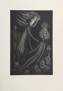 Hísek Jan – Genesis III, původní mezzotinta, autorský tisk, 2010