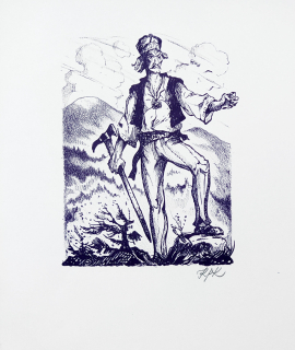 Konůpek Jan – Zbojník Ondráš, původní signovaná litografie, 1945