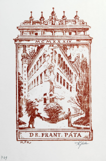 Konůpek Jan – Ex libris Dr. František Páta, původní signovaná litografie, 1934