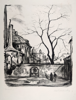 Steiner-Prag Hugo – Rendezvous, původní signovaná litografie, ca 1935