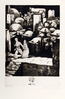 Steiner-Prag Hugo – Milenci z Kandaháru, původní signovaný lept s remarkem, 1923