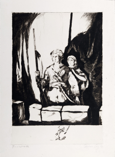 Steiner-Prag Hugo – Milenci z Kandaháru, původní signovaný lept s remarkem, 1923