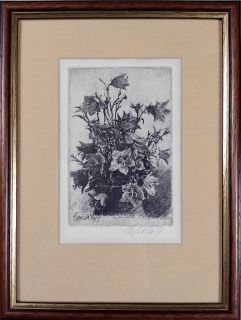Čepelák Ladislav – Kytice, signovaný lept, 1955