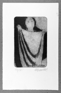 Komárek Vladimír – Ex libris Ing. T. Flora, suchá jehla, ca 1980