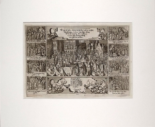 Praha – Korunovace Matyáše II. Habsburského českým králem, pragensia, mědiryt, 1620