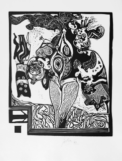 Liesler Josef – Bez názvu, původní linoryt, 1992