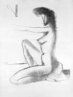 Tichý František – Sedící ženský akt, klasický ofsetový tisk, 1944