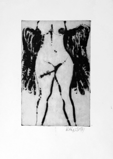 Klápště Jaroslav – Akt s Amorovým šípem, suchá jehla, 1994