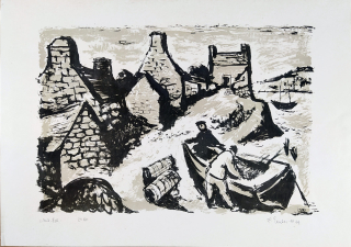 Emler František – Bretaňští rybáři, autorský tisk, litografie, 1949