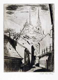 Milén Eduard – Brno, V Jirchářích, původní lept, 1928