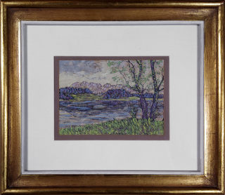 Horst Leo – Krajina, kvašem kolorovaný lept a suchá jehla, ca 1930