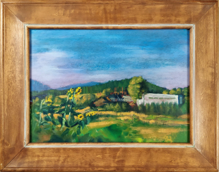 Müller Karel – Slunečnice, olejomalba na dřevě, 1959