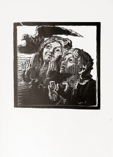 Bílek František – Umělcovy děti Berta a František, původní dřevoryt, 1910