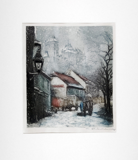 Röhling Vladislav – Karlštejn, původní barevná akvatinta, ca 1920