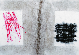 Husák Milivoj – Erós a Thanatos, malba suchým pastelem, 2001