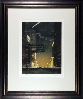 Šimon Tavík František – New York v noci, barevný lept, 1927