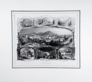 Karlovy Vary – Upomínkový list, Albert Henry Payne, původní oceloryt, 1850