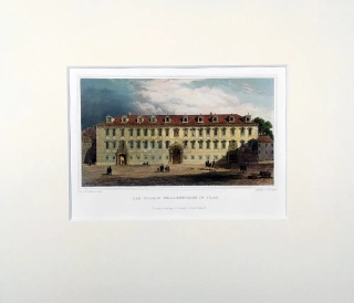 Praha – Valdštejnský palác, L. Lange, Johann Poppel, kolorovaný původní oceloryt, ca 1840