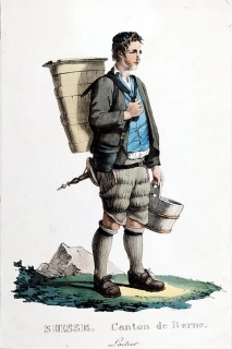 Švýcarsko – Bern, G. Engelmann, staře kolorovaná litografie, 1826