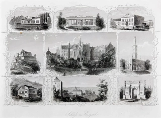 Lednice – Upomínkový list, Lloyd Austriaco, původní oceloryt, 1852