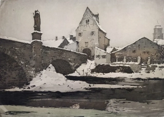 Kasimir Luigi – Bruchsal Nepomukbrücke Saalbach, původní lept, ca 1920