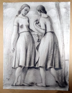 Bílek Alois – Podzim, studie k obrazu, kresba tužkou, 1929