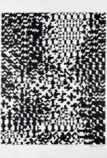 Sýkora Zdeněk – Černobílá struktura, signovaná serigrafie č. 87/100, 1968