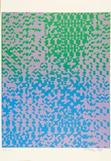 Sýkora Zdeněk – Barevná struktura, signovaná serigrafie č. 87/100, 1968