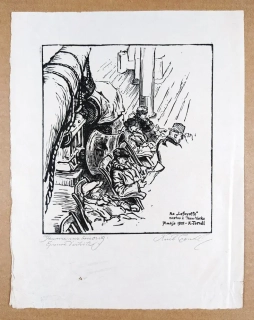 Tondl Karel – Na Lafayette cestou z New Yorku, původní dřevoryt, 1921