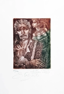 Čápová Hana – E. Oněgin, Ex libris František Vaníček, barevný lept, číslováno 33/100, 2009