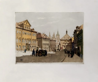 Stretti-Zamponi Jaromír – Hradčanské náměstí, původní lept, 1915