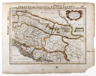 Srbsko, Chorvatsko, Bosna, Černá Hora – Atlas Minor, staře kolorovaný původní mědiryt, 1648–1651
