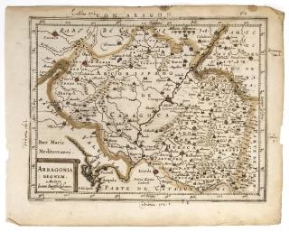 Španělsko, Aragonie – Atlas Minor, staře kolorovaný původní mědiryt, 1648–1651