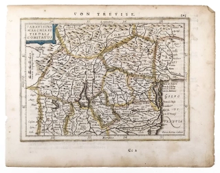 Itálie, Tyrolsko – Atlas Minor, staře kolorovaný původní mědiryt, 1648–1651