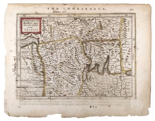 Itálie, Švýcarsko – Atlas Minor, staře kolorovaný původní mědiryt, 1648–1651