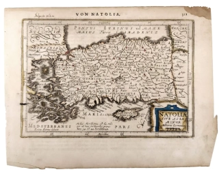 Turecko, Kypr – Atlas Minor, staře kolorovaný původní mědiryt, 1648–1651