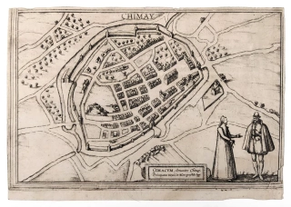 Chimay – Georg Braun, Franz Hogenberg, původní mědiryt, 1581