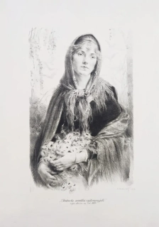 Obrovský Jakub – Dívka s kyticí, původní litografie, 1920