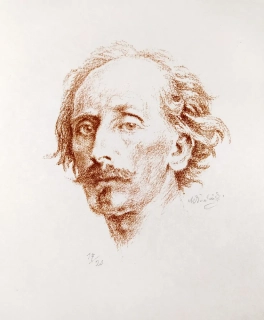 Švabinský Max – Josef Mánes (Hlava), původní litografie, č. 17/20, 1936