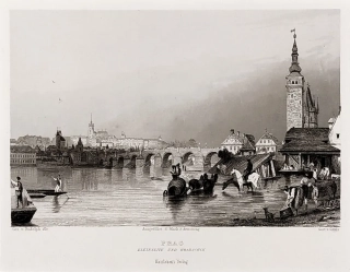 Praha – Malá Strana a Hradčany, R. Alt, Sands, původní oceloryt, ca 1835