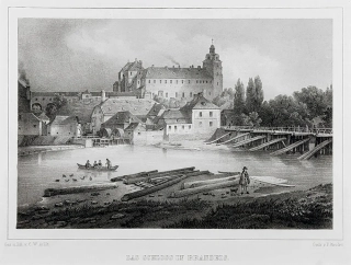 Brandýs nad Labem – zámek, Arldt C. W., Semmler C. G., původní litografie, 1845