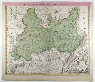 Přerovský kraj – jižní část, Johann Baptist Homann, původní mědiryt, ca 1720