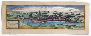 Cheb – G. Braun, F. Hogenberg, staře kolorovaný původní mědiryt, 1575