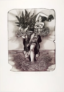 Liesler Josef – Zrození Venuše, barevná litografie, autorský tisk, 1981