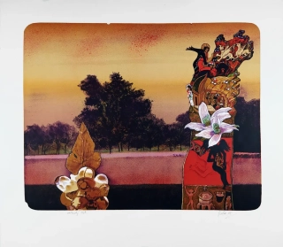 Liesler Josef – Věk nevinnosti, velkoformátová barevná litografie, autorský tisk, 1985