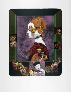 Liesler Josef – Líbal jsem nožky Vám, Autoportrét, velkoformátová barevná litografie, 1986