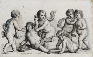 Hollar Václav – Pět chlapců a satyr, podle Pietera van Avonta, Parthey 516, původní lept, 1646